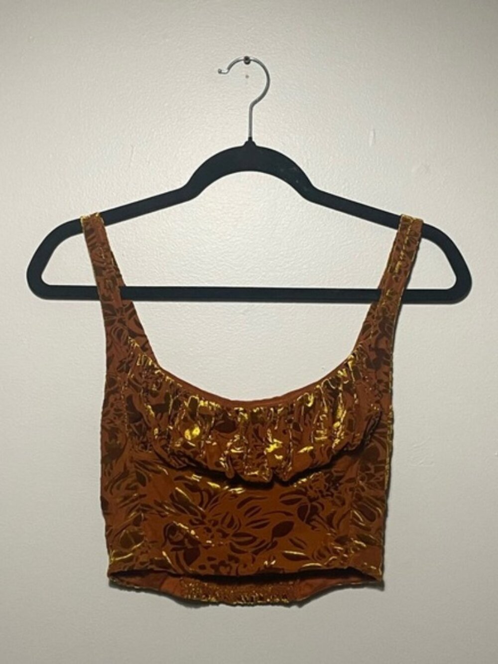Velvet Burnout Floral Crop Top